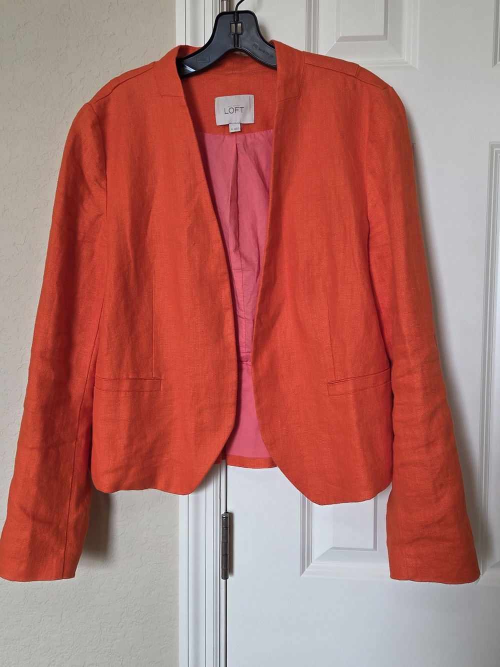 LOFT Orange Linen Blazer - Peplum Back, Size 8